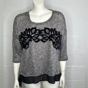 Gray Lightweight Sweater Womens XL Velvet Bust Detail Eyeshadow Clothing NEW